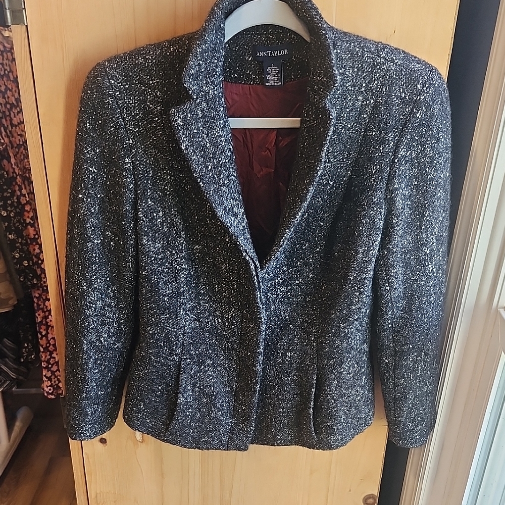 Ann Taylor Women's Gray Tweed Jacket VINTAGE